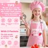 R HORSE Kid Apron and Chef Hat Set 2Pcs Adjustable Pink Children Kitchen Apron, Waterproof Dress up Role Play Chef Toy Funny Cooking Baking Painting and Training Kits for Kids Birthday Party Gift view 3