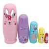 Konrisa Pink Rabbits Nesting Dolls Matryoshka Russian Nesting Dolls Wooden Figure Dolls Party Supplies Home Decoration view 2