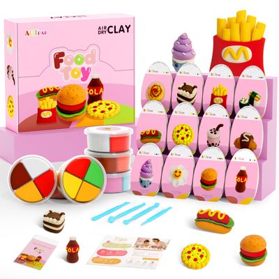 ARTPAR Air Dry Clay Kit for Kids,12 Box Mini Food Modeling Magic Clay Sculpting Set,Safe Non-Sticky,Ultra Light & Soft,Arts & Crafts Fun Playset Kitchen Toys,Home Party Favors for Boys Girls 3+ Years