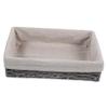 IMIKEYA Woven Storage Basket with Liner Small Grey Rustic Rattan Organizer for Snacks Cosmetics Sundries Desktop Holder Decorative Basket for Nursery Bedroom Living Bathroom view 1