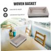IMIKEYA Woven Storage Basket with Liner Small Grey Rustic Rattan Organizer for Snacks Cosmetics Sundries Desktop Holder Decorative Basket for Nursery Bedroom Living Bathroom view 4