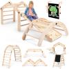 Deformable Pikler Triangle Set with Sliding Ramp & Climbing Arch Ramp, Wooden Toddler Climbing Toys Indoor, Playground Jungle Gym for Kids, Montessori Climbing Set for Toddlers view 1