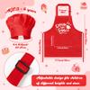 R HORSE Kid Apron and Chef Hat Set 2Pcs Adjustable Red Cooking Children Kitchen Apron, Waterproof Dress up Role Play Chef Toy Funny Cooking Baking Painting and Training Kit for Kid Birthday Party Gift view 2