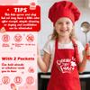 R HORSE Kid Apron and Chef Hat Set 2Pcs Adjustable Red Cooking Children Kitchen Apron, Waterproof Dress up Role Play Chef Toy Funny Cooking Baking Painting and Training Kit for Kid Birthday Party Gift view 3