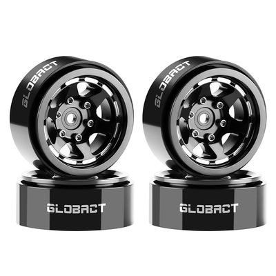 GLOBACT 1.3" Beadlock Wheels Offset -3.75mm Aluminum Alloy Wheels for Axial SCX24 AX24 TRX4M Upgrade 1/18 1/24 RC Crawler Parts (Black)