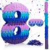 Number 8 Pinata with Stick Blindfold Confetti, Video Game Pinata, Video Game Themed Birthday Party Decorations Supplies for Game Enthusiast view 1
