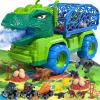 TEMI Dinosaur Truck Toys for Kids 3-5, Tyrannosaurus Transport Car Carrier Truck with Spray, 8 Dinosaur Figures, 3 Cars and 6 Eggs, Gifts for Boys and Girls 3 4 5 6 7 view 1