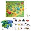 TEMI Dinosaur Truck Toys for Kids 3-5, Tyrannosaurus Transport Car Carrier Truck with Spray, 8 Dinosaur Figures, 3 Cars and 6 Eggs, Gifts for Boys and Girls 3 4 5 6 7 view 2