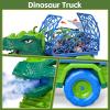 TEMI Dinosaur Truck Toys for Kids 3-5, Tyrannosaurus Transport Car Carrier Truck with Spray, 8 Dinosaur Figures, 3 Cars and 6 Eggs, Gifts for Boys and Girls 3 4 5 6 7 view 3