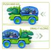 TEMI Dinosaur Truck Toys for Kids 3-5, Tyrannosaurus Transport Car Carrier Truck with Spray, 8 Dinosaur Figures, 3 Cars and 6 Eggs, Gifts for Boys and Girls 3 4 5 6 7 view 4