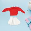1/12 Long Sleeve Pullover and Skirt Off Shoulder Sweatshirt Costume for 6inch Female Action Figures, red top view 3