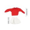 1/12 Long Sleeve Pullover and Skirt Off Shoulder Sweatshirt Costume for 6inch Female Action Figures, red top view 4