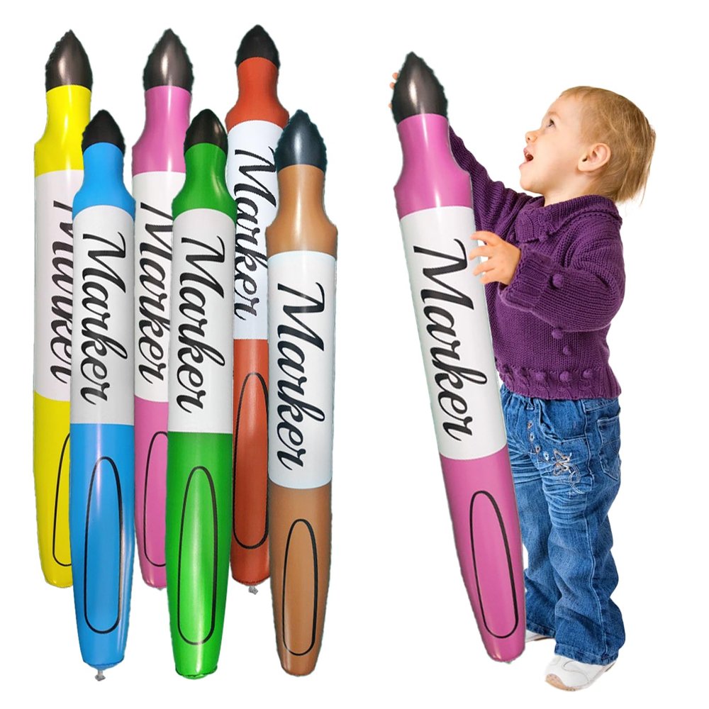 52 Pcs Giant Inflatable Marker Back to School Inflatable Balloon Decorations Large Blow up Marker Set Party Favor for Birthday Home Office Party Decor Photo Prop (21.6 Inch) (5)
