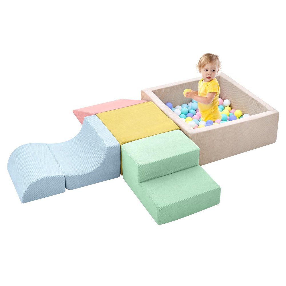 Climbing Toys for Toddlers , Toddler Climbing Toys Indoor, 5-Piece Foam Climbing Blocks with Ball Pit (Balls not Included),Soft Play Set,Toddler Climber Indoor Foam Play Gym for Climbing Crawling