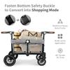 TODECARE Stroller Wagon for 2 Kids, Foldable Kids Wagon w/Adjustable Push Pull Handle, Shock-Absorbing Wheels, Removable Canopy, Extra Diaper Bag & Harness, Detachable Tray, Grey view 3