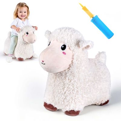 Bouncy Pals Sheep Hopping Horse, Toddler Boy Girls Inflatable Bouncing Farm Animal Hopper, Kids Outdoor Jumping Lamb Toy, Indoor Plush Ride on Bouncer, Birthday Gifts for 18 24 Months 2 3 4 5 Year Old