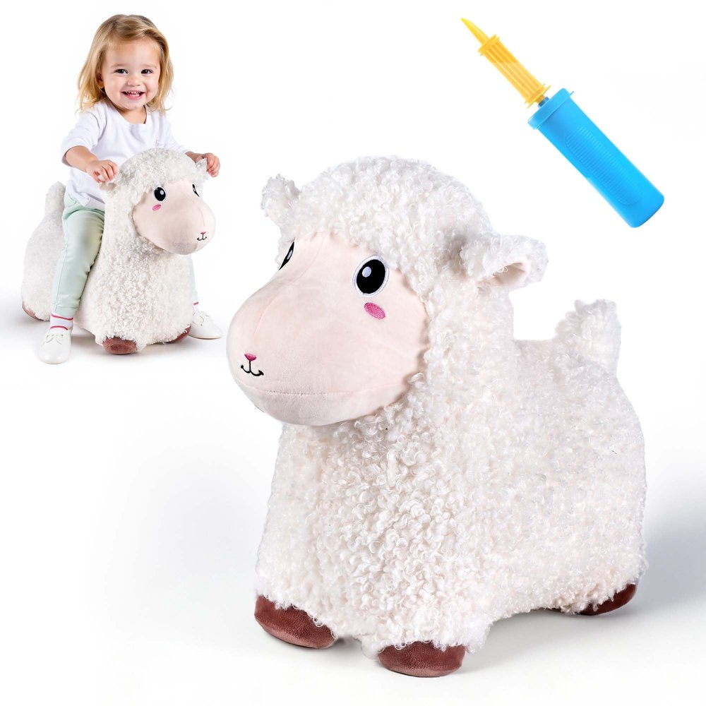 Bouncy Pals Sheep Hopping Horse, Toddler Boy Girls Inflatable Bouncing Farm Animal Hopper, Kids Outdoor Jumping Lamb Toy, Indoor Plush Ride on Bouncer, Birthday Gifts for 18 24 Months 2 3 4 5 Year Old