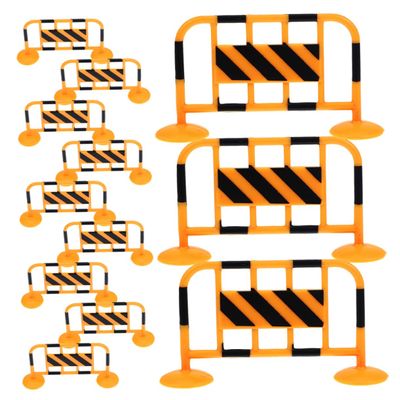 COOPHYA 12pcs Miniature Traffic Fence Sturdy Simulation Road Barricades Bright Orange Mini Stop Signs for Role Play and Model Traffic Scenes