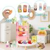 196Pcs Dollhouse Miniature Store Grocery Accessories Mini Shopping Cart Basket 4 Three-Layer Shelves Supermarket Metal Handcart Resin Food Drink Bottle Cash Register Packaging Box view 3