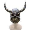 Skeleton Mask with Horn,Realistic Skull Demon Mask,Scary Skeleton Ram Masks for Halloween Carnival Party (Bronze) view 2