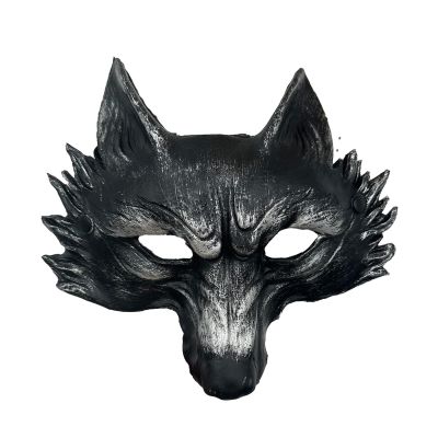 Halloween Wolf Mask,Realistic Half Face Werewolf Mask,Mardi Gras Wolf Fox Fancy Dress for Carnival Party (Silver)