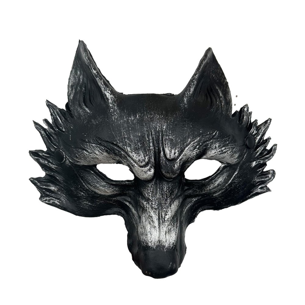 Halloween Wolf Mask,Realistic Half Face Werewolf Mask,Mardi Gras Wolf Fox Fancy Dress for Carnival Party (Silver)