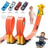 Flex Race Track 16 Ft with Start Gate Accessories Compatible with Diecast 1/64th Cars, Flexible Car Track Toys for Ages 3+ Kids Toddlers Roll Out Portable Racetrack (Orange) view 1