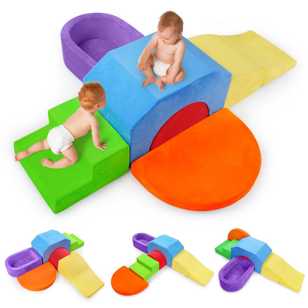 DOGERN 6-Piece Soft Foam Climbing Blocks for Toddlers & Babies  Indoor Baby Climbing Toys Set, Toddler Foam Play Gym with Non-Slip Base, Sensory Play Climber, Indoor Climb and Crawl Activity Play Set