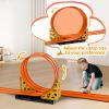 Flex Race Track 16 Ft with Suction Cups Compatible with Diecast 1/64th Cars, Flexible Car Track Toys for Ages 3+ Kids Toddlers Roll Out Portable Racetrack (Orange) view 3