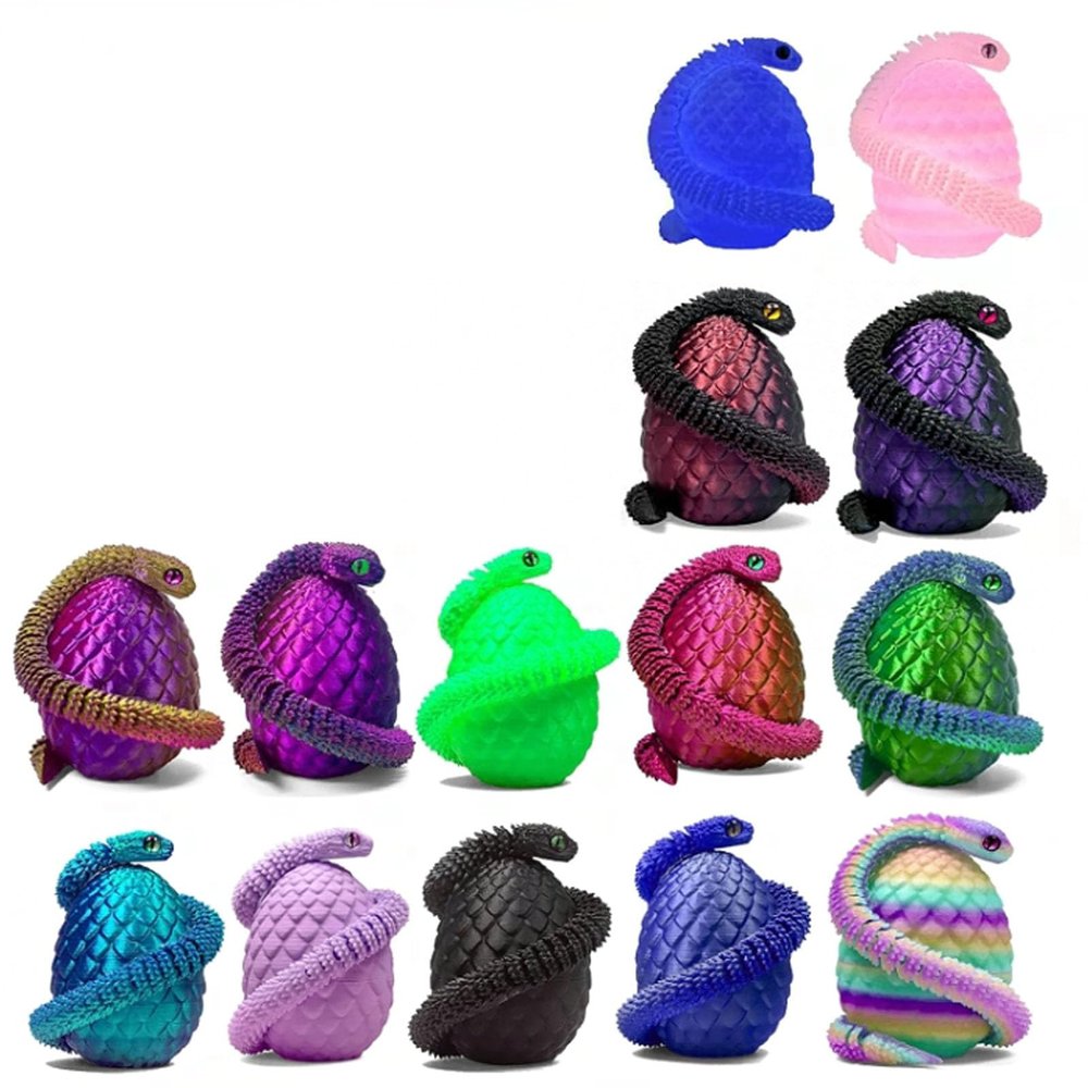 14 PCS 3D Printed Snake Egg 3D Printed Animals Snake , Perfect for Easter Gifts,Pet Movable Joint Exquisite Cute Pet Toy Adults Fidget Toys Home Office Decor (16PCS-C)