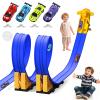 Flex Race Track 16 Ft with Start Gate Accessories Compatible with Diecast 1/64th Cars, Flexible Car Track Toys for Ages 3+ Kids Toddlers Roll Out Portable Racetrack (Blue) view 1
