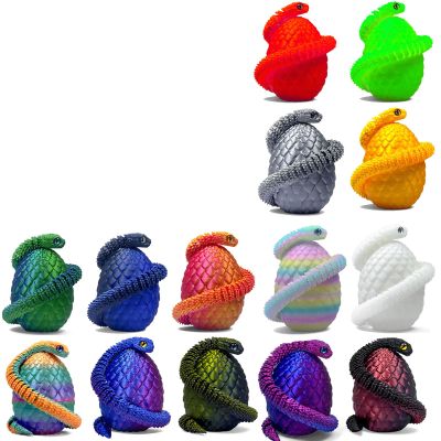 14 PCS 3D Printed Snake Egg 3D Printed Animals Snake , Perfect for Easter Gifts,Pet Movable Joint Exquisite Cute Pet Toy Adults Fidget Toys Home Office Decor (16PCS-A)