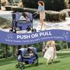 Stroller Wagon for 2 Kids with Canopy, Foldable All-Terrain Wagon Stroller with Adjustable Push/Pull Handle, Parent Organizer, 5-Point Harness, Ideal for Travel & Outdoor Adventures, Lavender Blue view 2