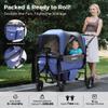 Stroller Wagon for 2 Kids with Canopy, Foldable All-Terrain Wagon Stroller with Adjustable Push/Pull Handle, Parent Organizer, 5-Point Harness, Ideal for Travel & Outdoor Adventures, Lavender Blue view 3