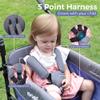 Stroller Wagon for 2 Kids with Canopy, Foldable All-Terrain Wagon Stroller with Adjustable Push/Pull Handle, Parent Organizer, 5-Point Harness, Ideal for Travel & Outdoor Adventures, Lavender Blue view 4