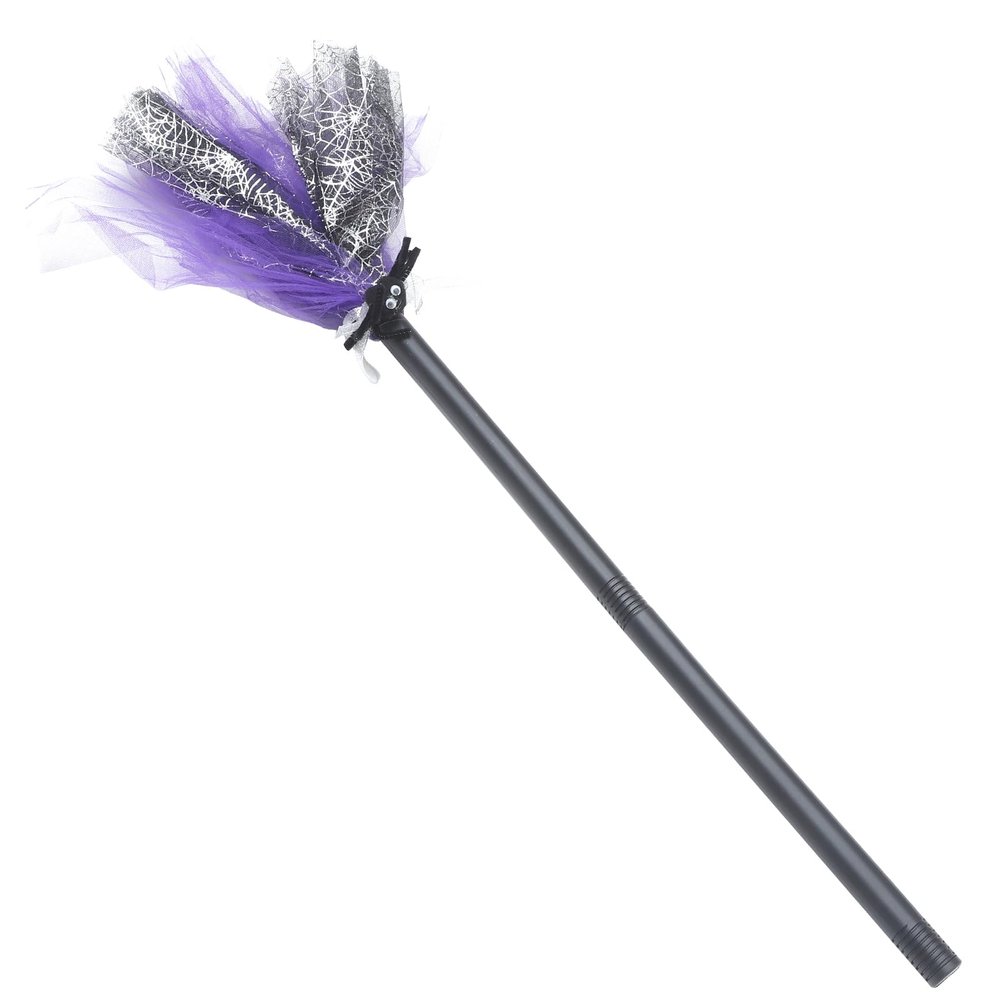 BESPORTBLE 1pc Halloween Witch Broom Prop, Purple Plastic Witch Broomstick for Halloween Party, Cosplay Accessory, 29. 92 Inch