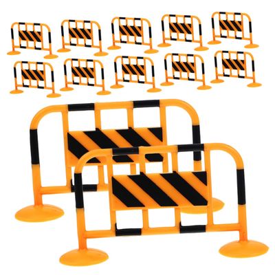 FUNNETOYU 12pcs Mini Traffic Fence Road Blocks Miniature Safety Barricades with Bright Orange Color Lightweight and Realistic Simulation for Mini House Decoration and Traffic Cognition