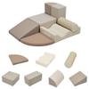 Marzzi Climbing Toys for Toddlers 1-3, 7-Piece Climb and Crawl Soft Playset, Indoor Baby Soft Foam Blocks for Climbing, Crawling (Cappuccino) view 1