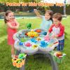 OCATO Kids Toddler Table and Chair Set: Sensory Activity Tables with Rabbit Chairs and Large Marble Run Building Blocks Storage All in One Play Sand Water Table 3 4 5 6 Year Old Boy Girl Toys Gifts view 4