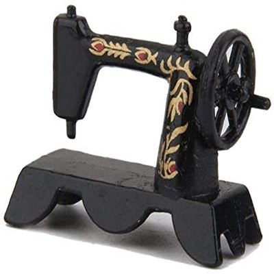 12/1 Mini Lovely Alloy Sewing Machine Model Dollhouse Miniature Accessories Decoration Home Decor - Black