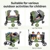 MOMFANN Stroller Wagon for 2 Kids,Foldable Wagon Stroller with Canopy,All-Terrain Parent Organizer, Adjustable Handle & Pull Bar for Infants and Toddlers, Meadow Green view 3