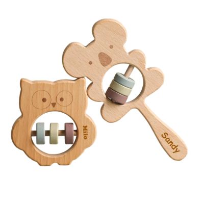 Personalized Baby Wooden Rattle,Engraved Name,Newborn Gift,Baby Shower Gift,Koala,Owl Style