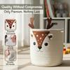 Kids Laundry Hamper & Toy Storage Organizer | Woven Cotton Rope Bin for Clothes & Stuffed Plushies | Cute Animal Design basket with Cutout Handles for Nursery, Playroom & Kids Bedroom (Deer) view 3