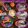 125PCS Plates and Napkins Set, 9 inches Neon Happy Halloween & 7 inches Black Cat Paper Plate Napkins Cups Forks for Birthday Party Decorations Dinnerware Supplies (Halloween Plates Set) view 4