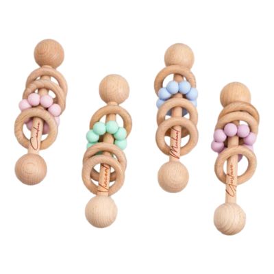 Personalized Baby & Toddler Rattle,Engraved Circle Type Wooden Rattle for Newborn Gift,Gift for Nephew Niece