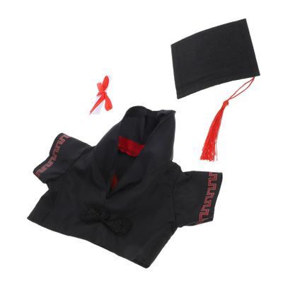 FRCOLOR Graduation Bear Clothes Reusable Doll Gown with Red Trim Tassel Cap and Certificate Washable Stuffed Doll Outfit for Plush Decorative Graduation Dress Up Accessory