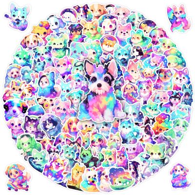 100Pcs Cute Rainbow Dog Stickers Pack for Kids Girls Teens,Kawaii Waterproof Vinyl Decals,Reusable Cartoon Animal Sticker for Water Bottle Laptop, Dog Decor Puppy Party Favors
