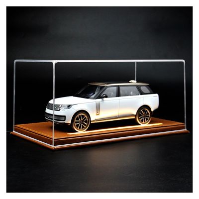 1:24 for Land Rover Range Executive SUV Car Models Lighted Leather Transparent Display Box Gift(White)