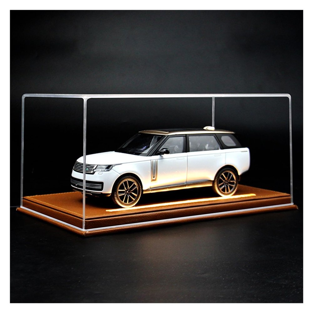 1:24 for Land Rover Range Executive SUV Car Models Lighted Leather Transparent Display Box Gift(White)