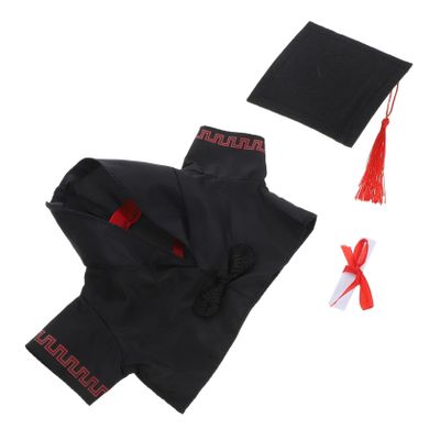 BESPORTBLE Graduation Bear Doll Costume with Red Trim Gown Tassel Cap and Certificate Accessories for Plush Lovely Doll Clothes for Role Play and Dress Up